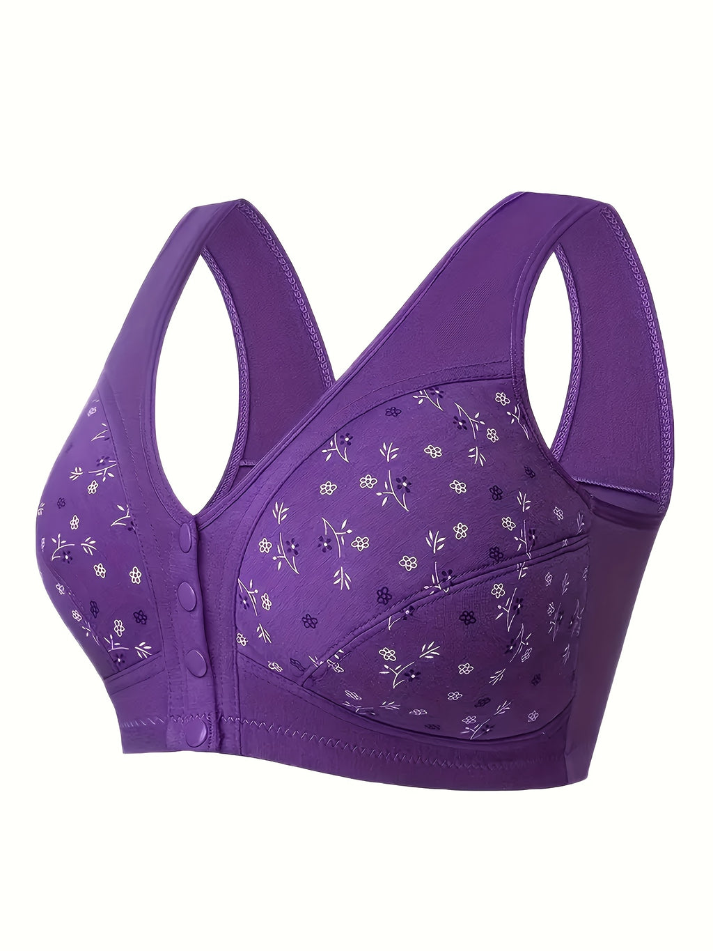 3pcs Plus Size Printed Front-Closure Bra Set Elegant Full-Cup Wire-Free Comfort Bras Women's Lingerie & Underwear Sets Everyday Bras Fashion Underwear - product image 23