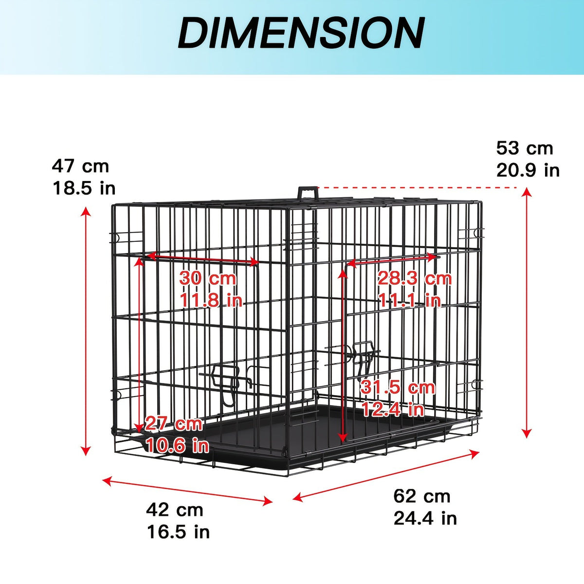 Dog Crate Foldable Metal Wire Dog Cage with Divider Panel & Leak-Proof Tray | Indoor Outdoor Dog Kennel for Small Medium Dogs, Rabbits & Small Animals - product image 6