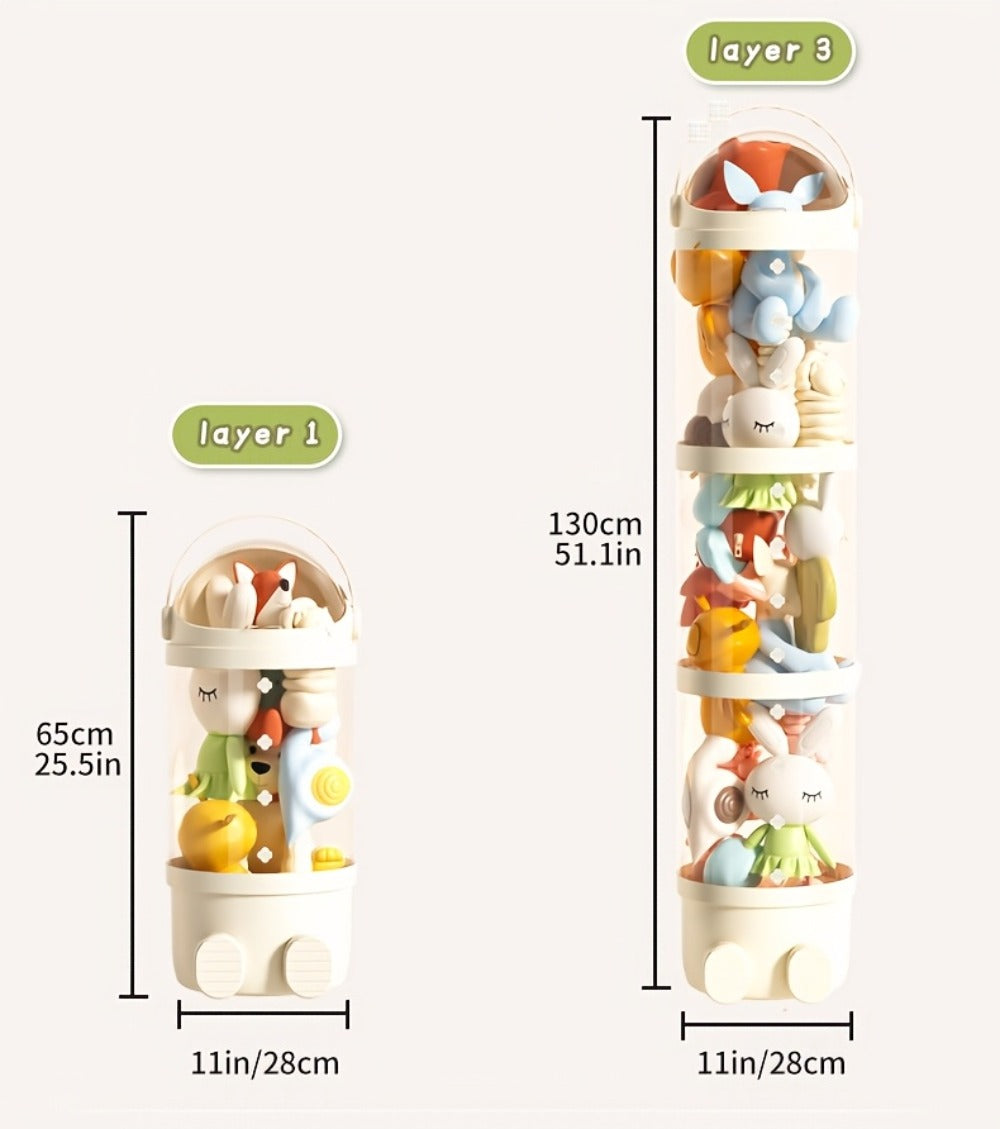 Transparent Toy Storage Bin 4-Layer Cylindrical Organizer for Stuffed Animals Dolls Plush Figurines - Dustproof Clear Display Bucket Easy Assembly for Kids Bedroom Living Room Play - product image 9