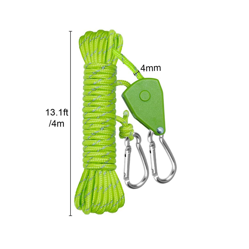 Reflective Camping Rope 4pcs 4M Adjustable Nylon Tent Guy Lines Windproof Ratchet Pulley for Tent Canopy Gazebo Tarp Outdoor - product image 2