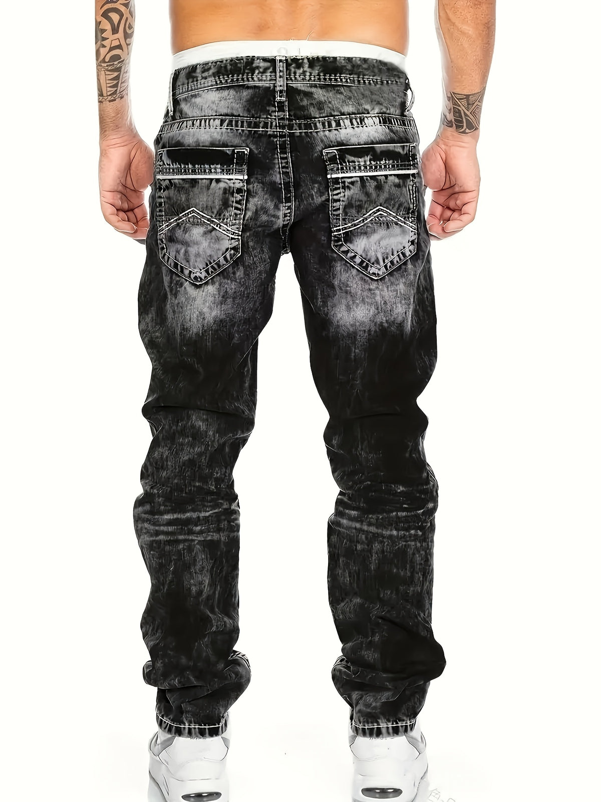 American Snowflake Washed Men's Jeans, Fashionable and Versatile Straight Pants, Elastic Jeans Suitable for All Seasons Pantalones Para Hombres Mens Clothes - product image 15