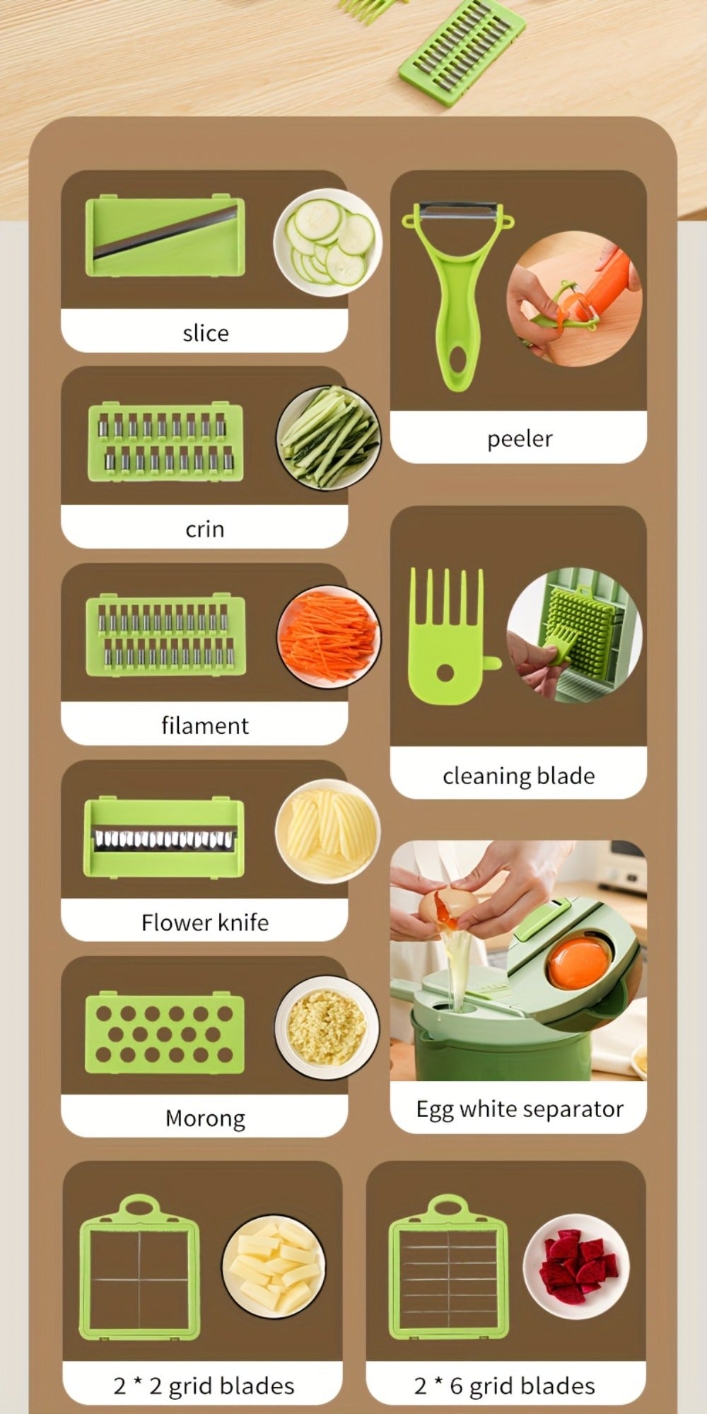 Vegetable Chopper 16-in-1 Manual Food Chopper Slicer Dicer Grater with Container – Professional Onion Potato Carrot Cutter Kitchen Tool - product image 15