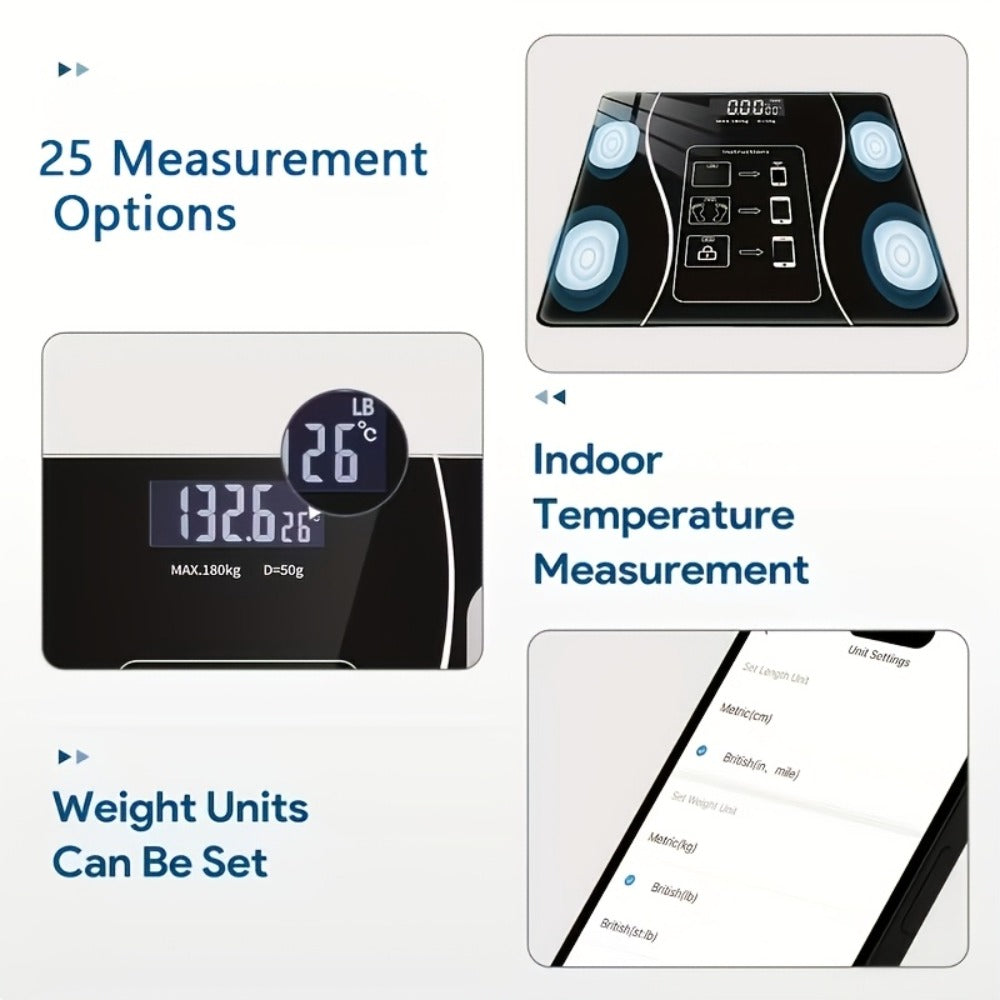 Digital Bathroom Scale Body Weight Scale LED Backlit Display Tempered Glass 400lb Capacity Compact - product image 5