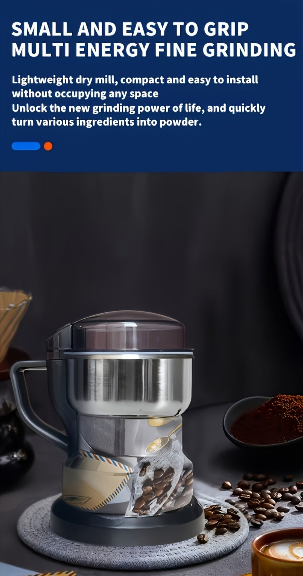 Electric Coffee Grinder 400ml 14oz 4-Blade Stainless Steel 10 Second Quick Grinding for Coffee Beans Spices Nuts Grains Dry Wet Dual Purpose Food Processor 25000 RPM - product image 18