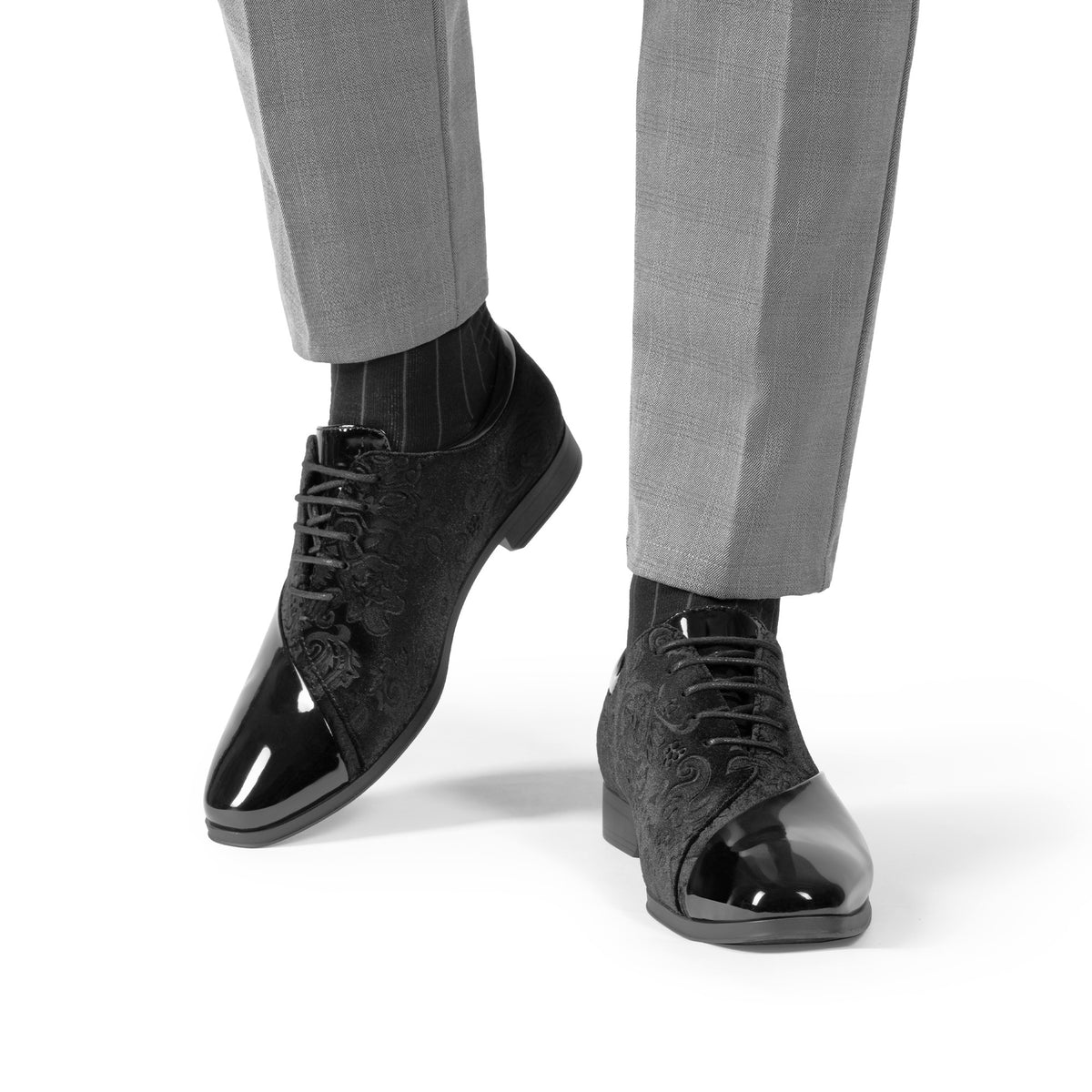 Men's formal tuxedo shoes classic patent velvet lace-up formal oxford shoes for wedding dresses - product image 2
