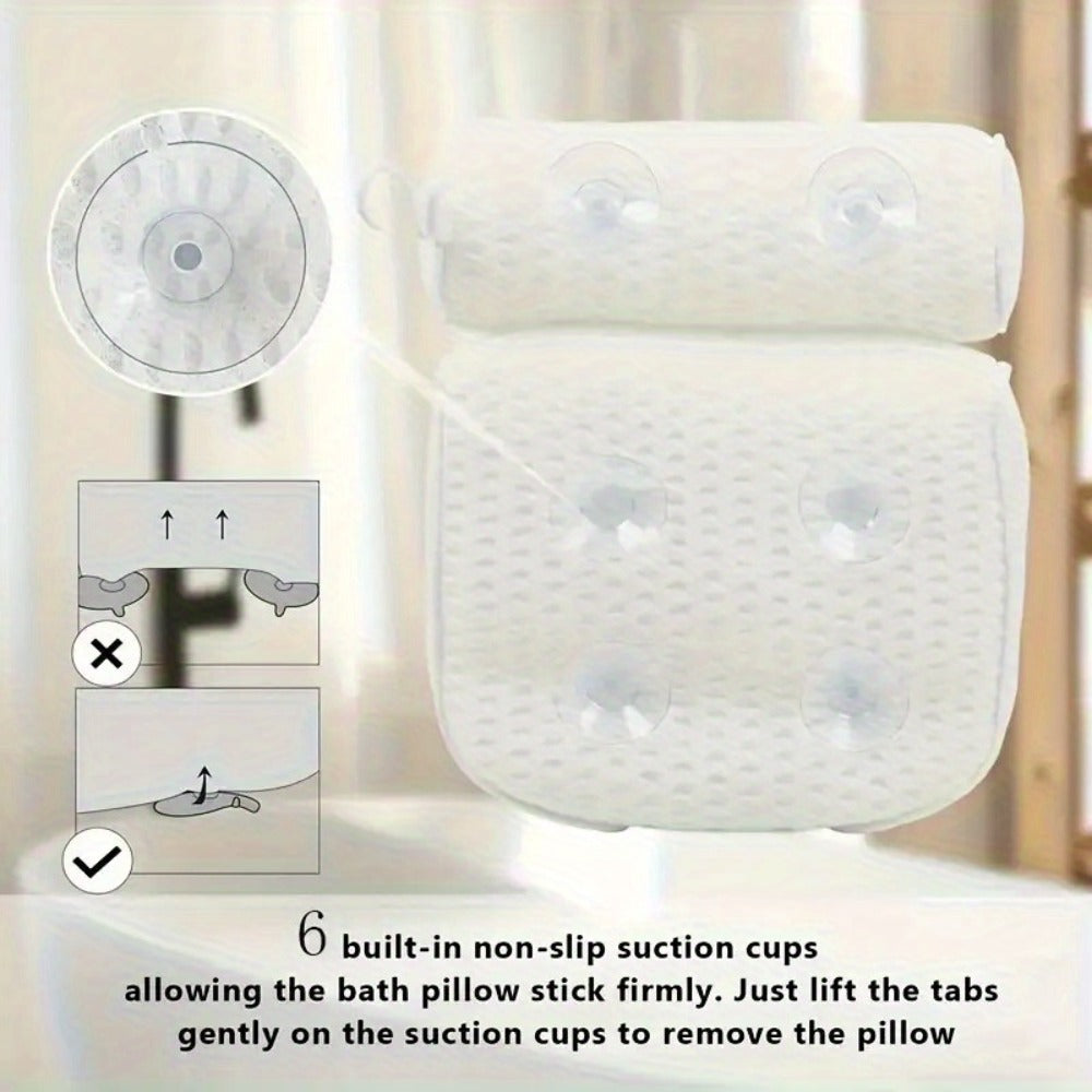 Bath Pillow with Suction Cups Spa Bathtub Neck Back Support Cushion Non-Slip Waterproof Headrest for Tub Relaxation Home Spa Accessories Women Men Ergonomic Quick-Dry Mold Resistan - product image 6