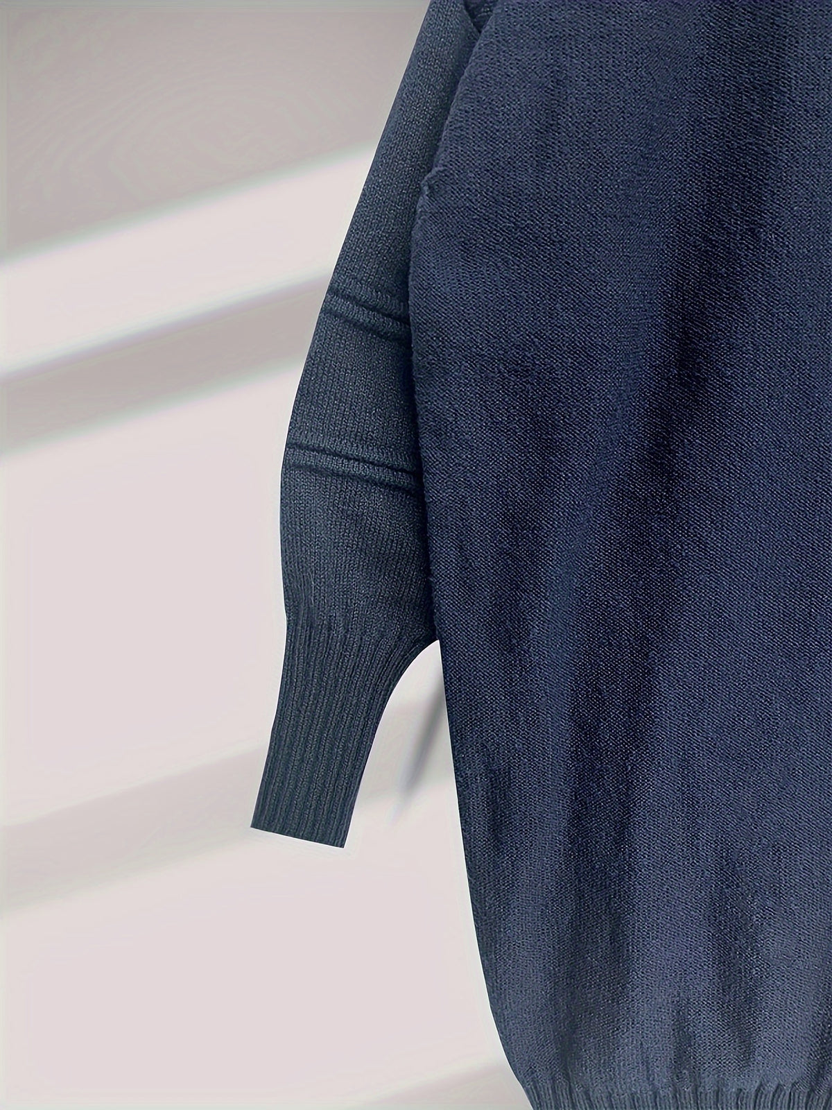 Plus Size, Women's Plus Size Oversized V-Neck Longline Sweater - Soft Machine-Washable Black Pullover for Fall Winter, Elegant Loose Fit Casual Chic Wardrobe - product image 48