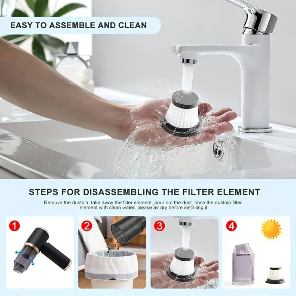 2-in-1 Handheld Vacuum Blower USB Rechargeable Cordless Mini Vacuum Cleaner Blow Suction Mode with Filter Dust Cup for Home Car Office Keyboard Lightweight - product image 17