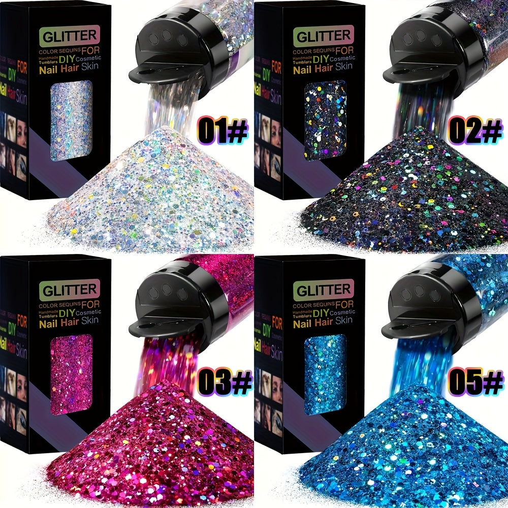 Holographic Chunky Glitter Set 4 Boxes 200g — Laser Diamond Metallic Hexagonal Flakes for Epoxy Resin, Tumblers, Scrapbooking, Nail Art & DIY Crafts, Mixed Colors - product image 13