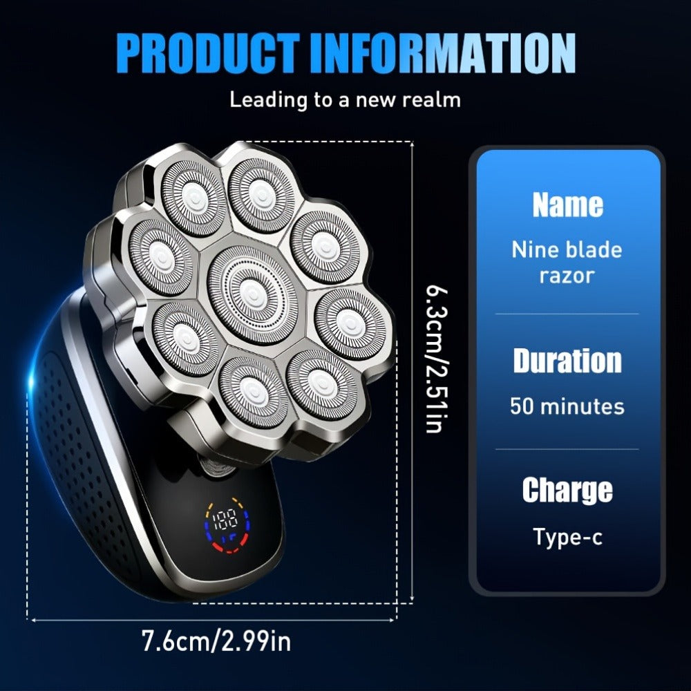 Bald Head Shaver for Men 5-in-1 Electric Razor Wet Dry with 7D 9D Floating Head Detachable Magnetic Blades Cordless Rechargeable Grooming Kit Gift for Dad Father - product image 5