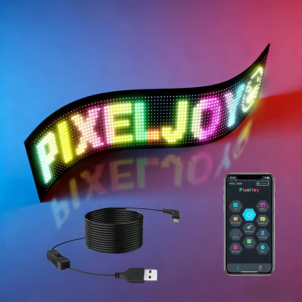 Programmable LED Sign Flexible Matrix Panel – App & USB Control, RGB Multicolor, Music Sync, Text & Animation Display for Indoor Shop, Party & Event Decoration (16×32 to 16×192) - product image