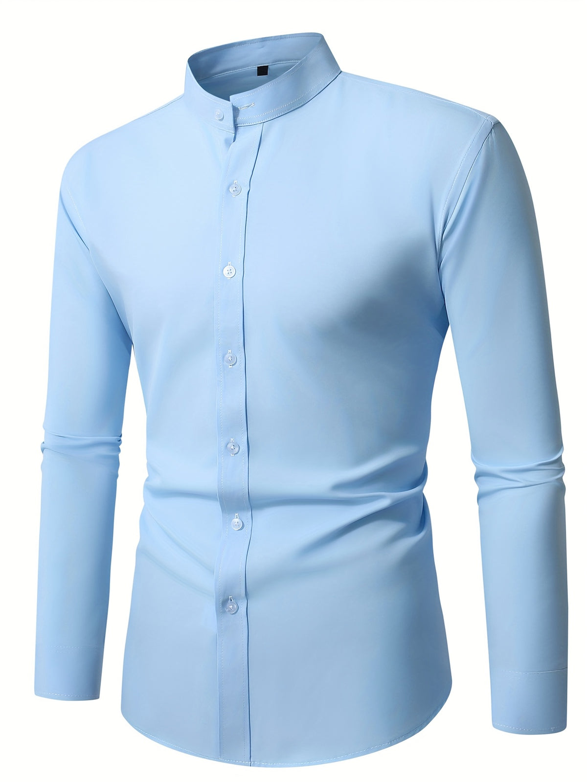 Men's Henley Collar Long Sleeve Shirt | Casual, All-season, Solid Color, Regular Fit, Button Details, Woven Fabric - product image 8