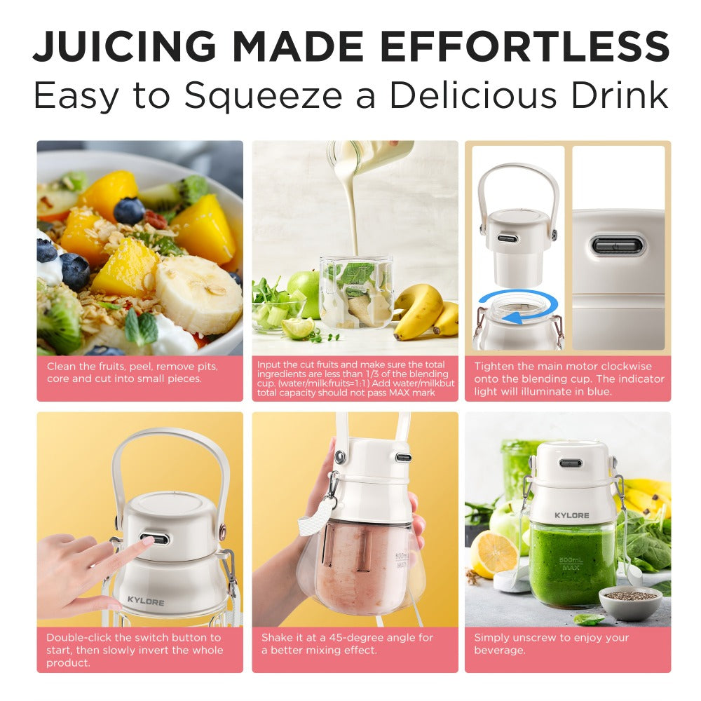 Personal Blender USB-C Rechargeable 27oz - 10-Blade Portable Smoothie Blender with Shoulder Strap, 70W Dual Battery, Safety Lock, Dishwasher Safe, for Shakes, Protein Drinks, Gym & - product image 11