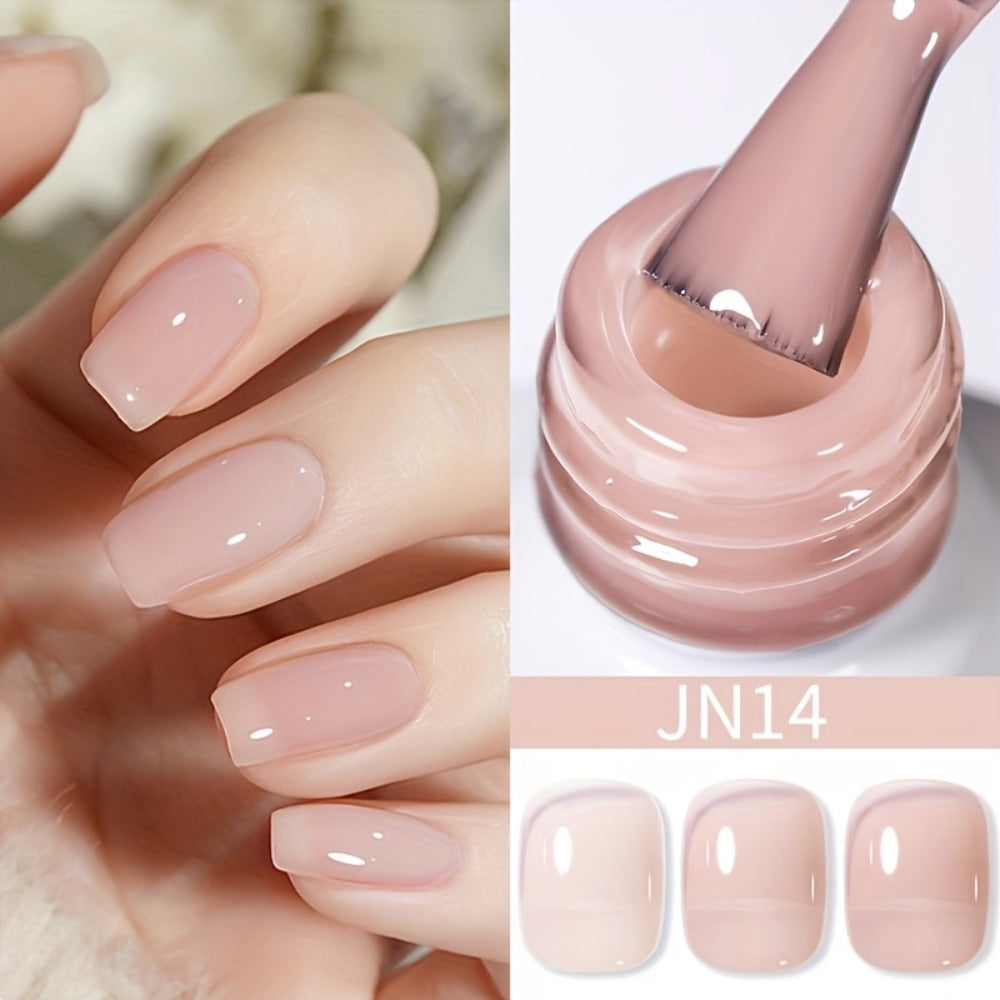 Nude Jelly Gel Nail Polish 10ml Skin Tone Transparent Finish – Semi-Permanent Soak-Off UV LED 30-Day Wear, Jade Nail Art Minimalist Natural Look for Women, Shades JN05 JN68 JN75 JN - product image