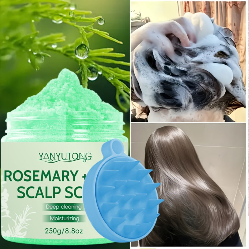 Rosemary Mint Scalp Scrub with Massage Brush 250g — Deep Cleansing Hair Scalp Exfoliator, Removes Buildup & Purifies for Oily, Dry & Color-Treated Hair, All Hair Types - product image 2