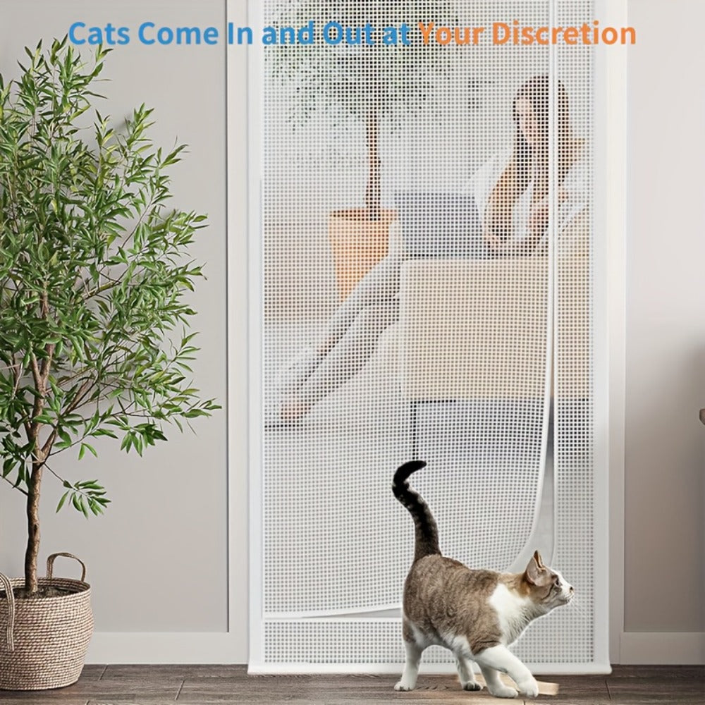 Cat Proof Door Curtain Pet Gate - Double Stitched Durable Scratch-Resistant Screen, Indoor Cat Barrier Door Cover for Doorways, Multiple Sizes, White & Black, Keep Cats In or Out o - product image 9