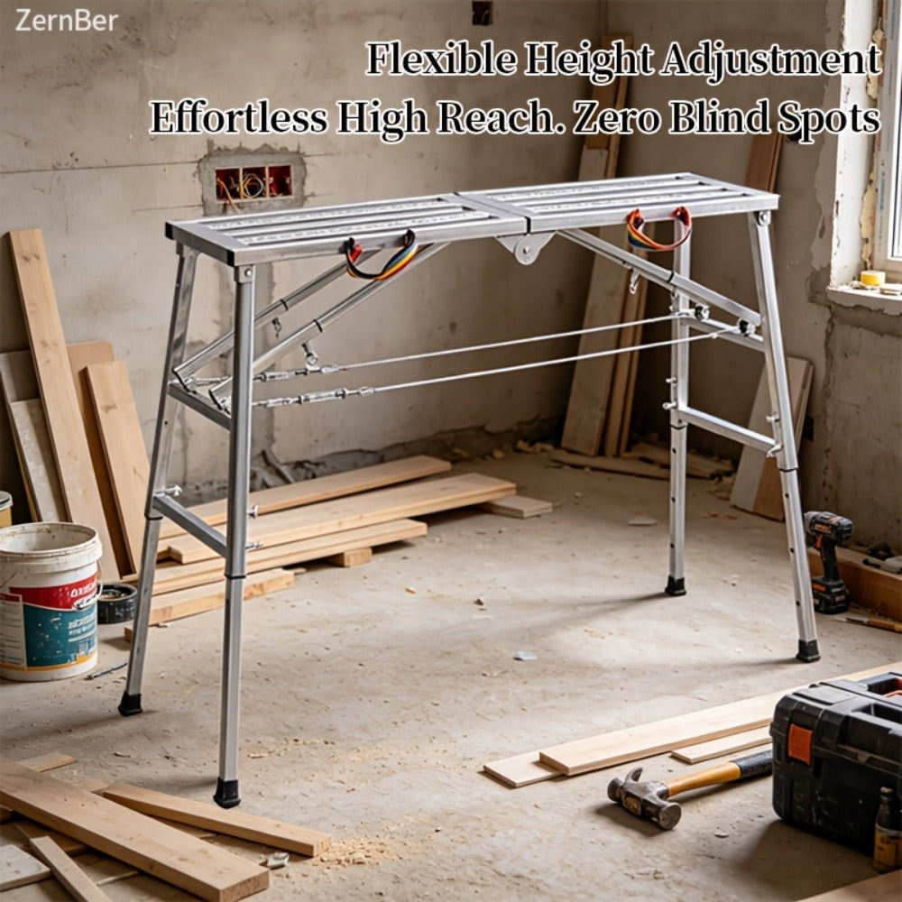 Folding Scaffold Step Stool Adjustable Height 39-79" Portable Steel Work Platform 1300 lb Capacity for Home Renovation Painting Car Washing RV Cleaning - product image 5