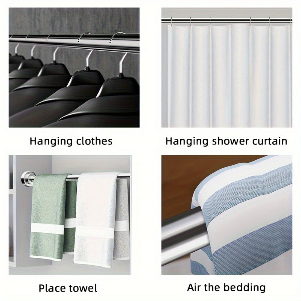 Tension Rod Stainless Steel No Drill - Adjustable Curtain Rod for Wardrobe Bathroom Bedroom, Clothes Drying Rod, Multiple Sizes & Colors - product image 5