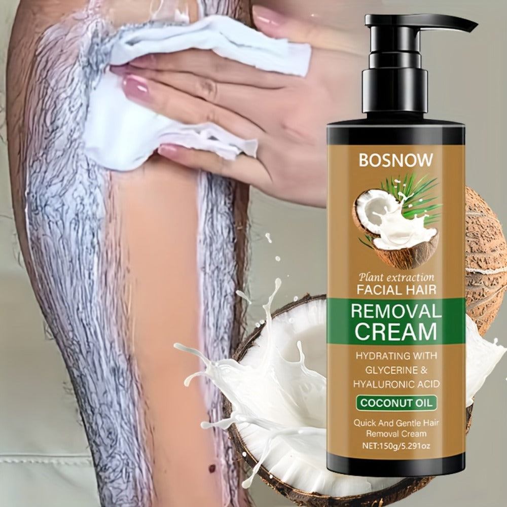 Painless Hair Removal Cream 150g 3-Minute Fast Acting – Coconut Extract Squalane Depilatory for Underarms Arms Legs Thighs Body Bikini, Smooth Skin Up to 15 Days for Women - product image