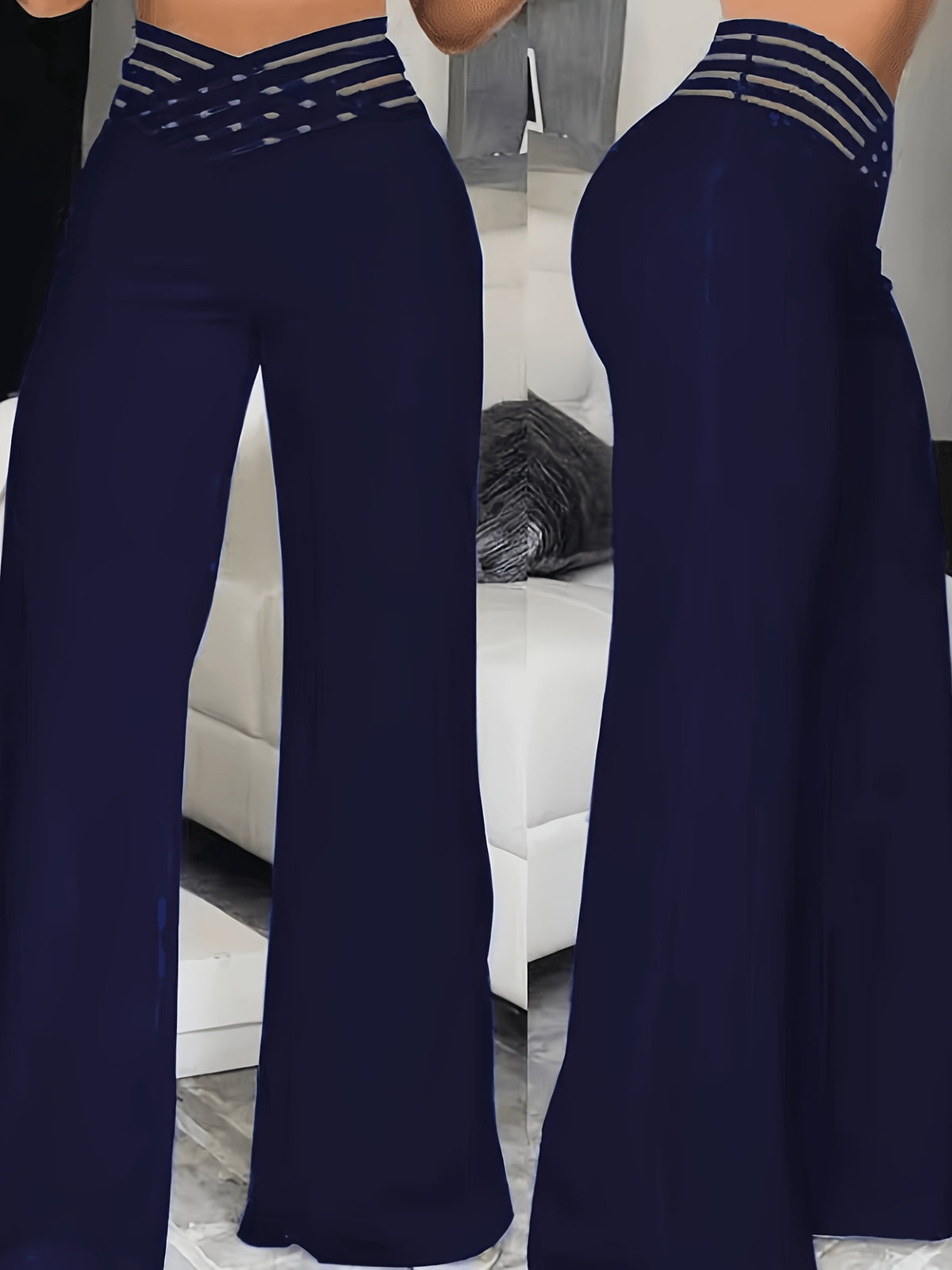 Summer European and American Women's Hollow Waist Belt, High Waisted Casual Straight Leg Loose Pants, Wide Leg Pants - product image 4