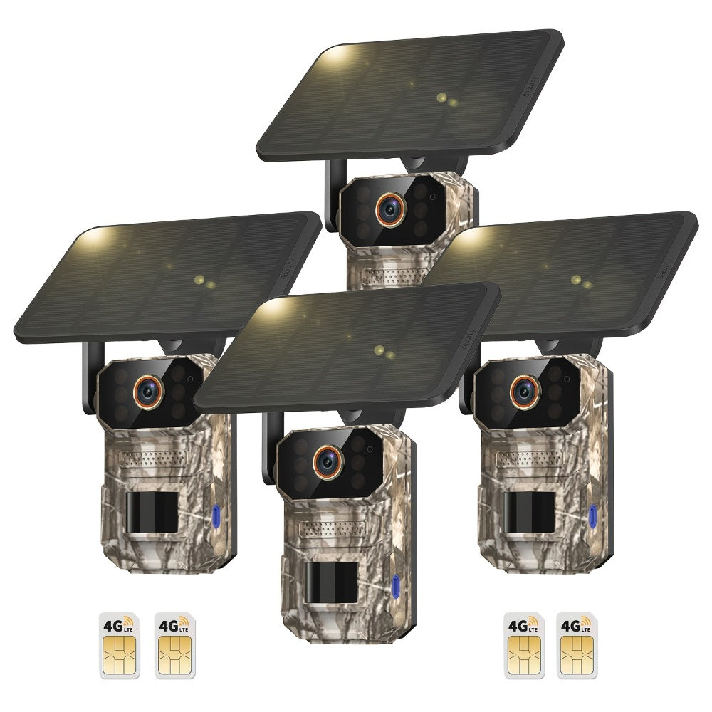 4G LTE Cellular Trail Camera with Solar Panel – 4K Wildlife Monitoring Camera, PIR Motion Sensor, Infrared Night Vision, Two-Way Voice, Remote Access, No WiFi Required, for Hunting - product image