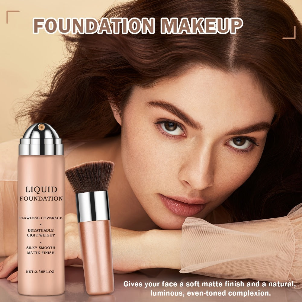 Full Coverage Liquid Foundation Makeup Long Lasting Matte Finish Buildable Formula for Mature Dry Skin Natural Beige Nude Shades Women Face Cosmetics Daily Office Gift - product image 2