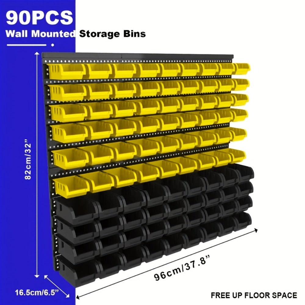Wall Mounted Storage Bin Rack System – Heavy Duty Small Parts Organizer for Screws, Nuts, Bolts & Nails | Stackable Garage Workshop Tool Storage Rack | 30/60/90 Bins Hardware Organ - product image 18