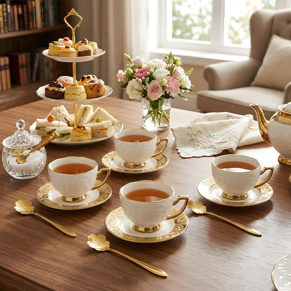 Espresso Cups Set 12 Pcs – 7.44 Oz Small Ceramic Cappuccino Cup Set with 6 Cups, 6 Trays & 6 Spoons – Elegant Coffee & Tea Cup Set with Handles – Perfect Gift for Coffee Lovers - product image 11