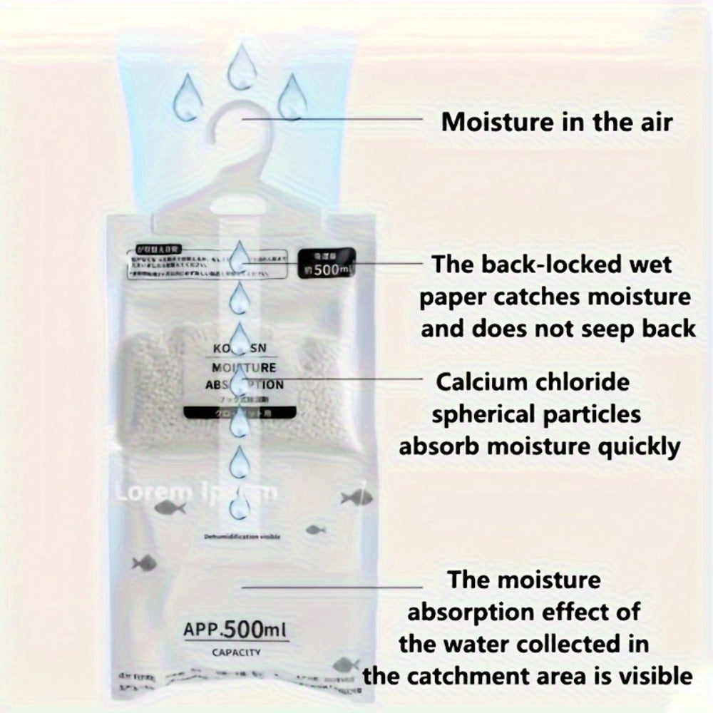Hanging Moisture Absorber Bags 10-Pack, Dehumidifier Bags for Closet Wardrobe Bedroom Bathroom, High-Efficiency Moisture Proof Damp Absorbing Home Dehumidification - product image 4