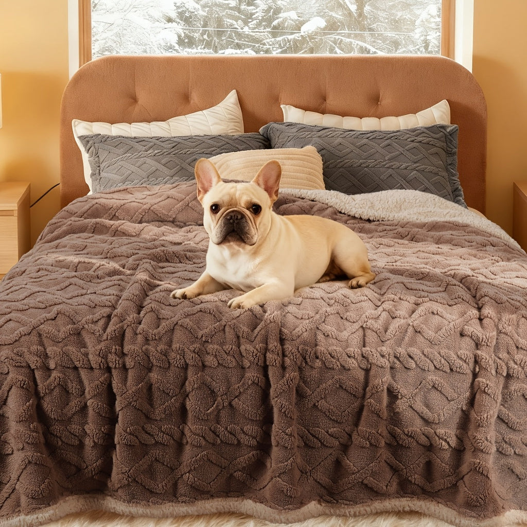 Reversible Sherpa Fleece Pet Throw Cover for Small Medium Large Dogs & Cats, 6 Sizes, 4 Colors – Liquid-Proof Dog Blanket for Sofa & Bed - product image 4