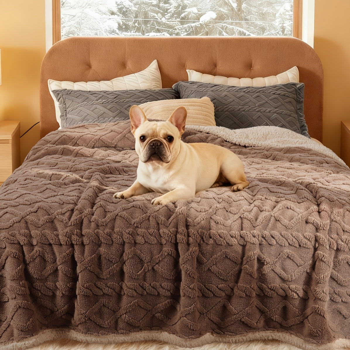 Reversible Sherpa Fleece Pet Throw Cover for Small Medium Large Dogs & Cats, 6 Sizes, 4 Colors – Liquid-Proof Dog Blanket for Sofa & Bed - product image 4