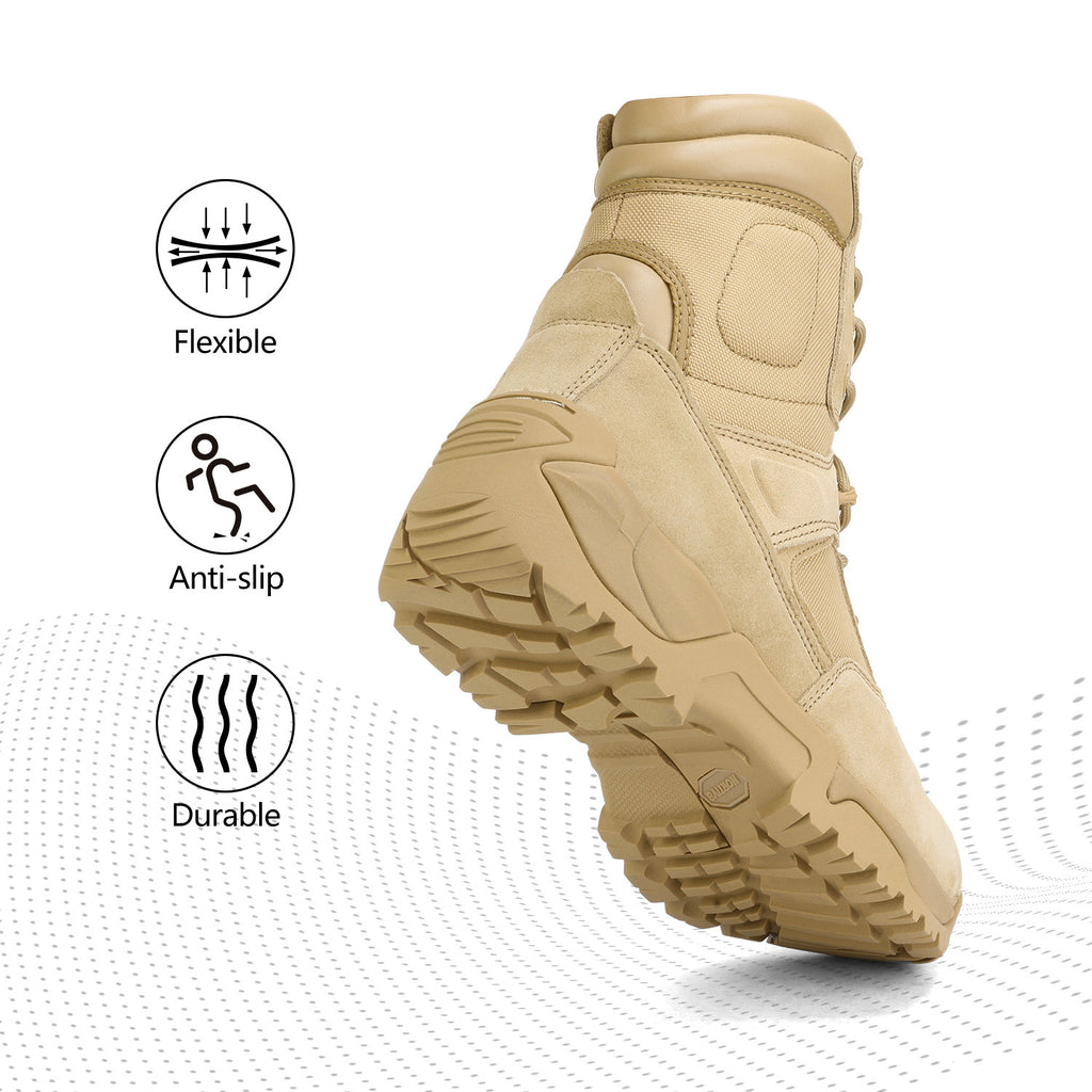 8 Men's Tactical Boot Waterproof Lightweight Comfortable Boots for Work Motorcycle Combat Boots Side Zipper Hiking Outdoor Climbing Activities All Day All - product image 5