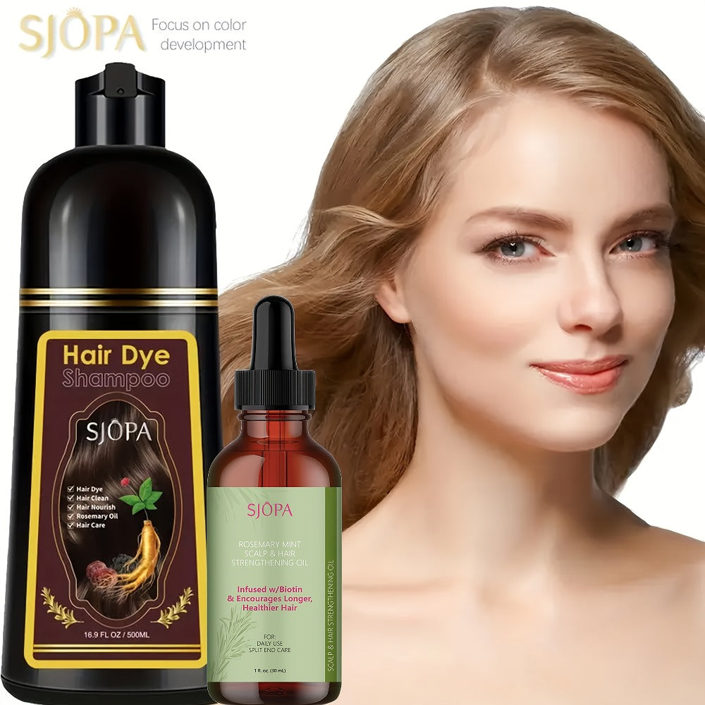 Hair Dye Kit 3-in-1 Color Shampoo with Rosemary Oil 500ml - Natural Safe No Ammonia Quick Coloring Gray Coverage Gentle on Skin Unisex Black Brown Red Purple Silver 12 Shades - product image 15