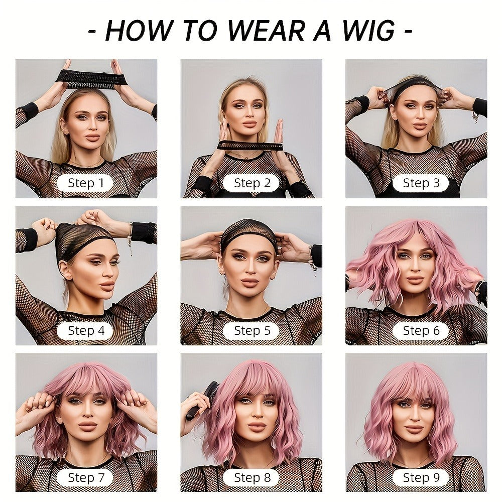 Straight Wig with Bangs Highlight Brown 22 Inch Rose Net Cap High Temperature Silk Matte Finish | Long Straight Women Daily Wear Party Office - product image 6