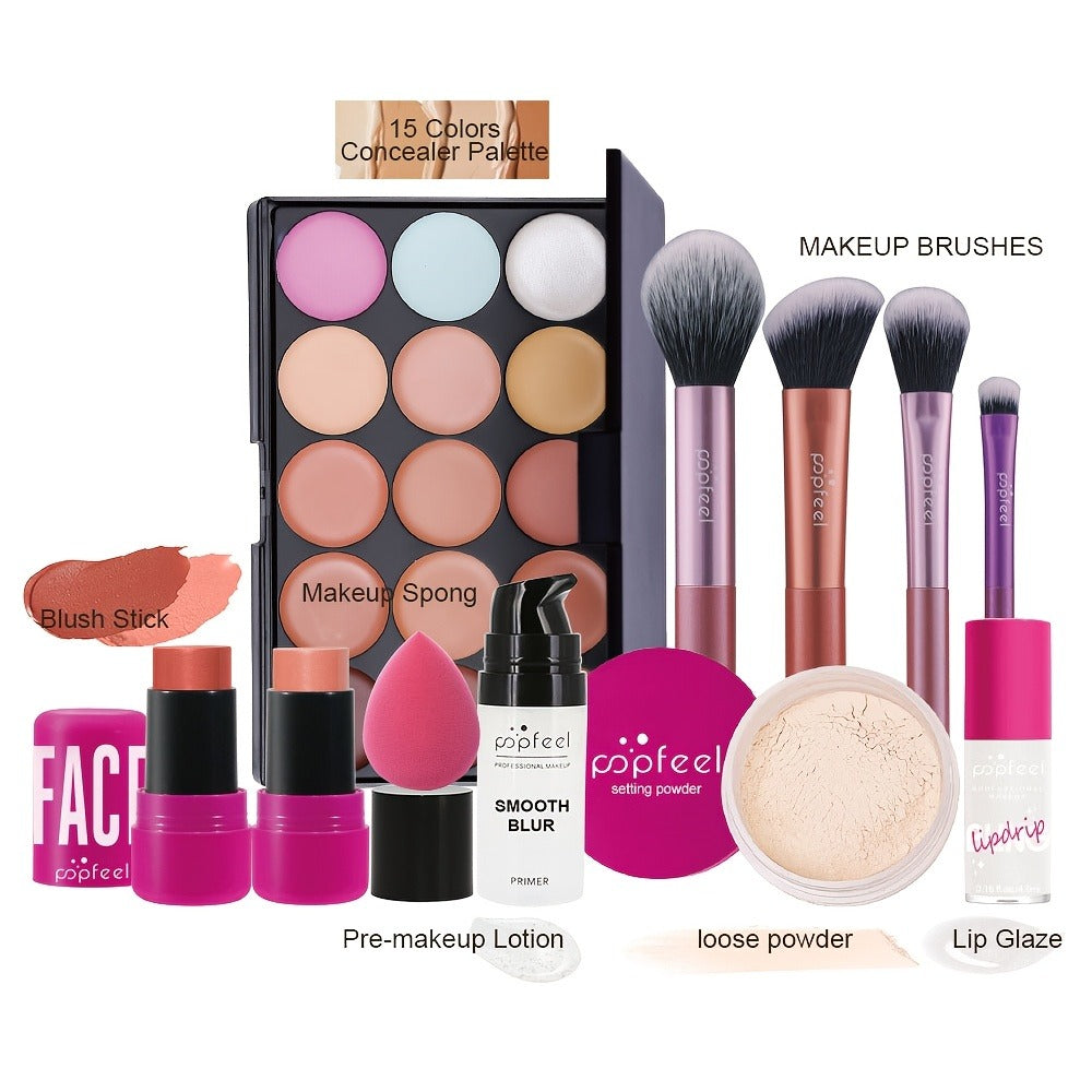 Full Face Makeup Gift Set Eye Shadow Palette Blush Foundation Waterproof Long-Lasting 12-Hour Wear Matte Shimmer Cosmetic Kit Gift Box for Women All Skin Types - product image 2