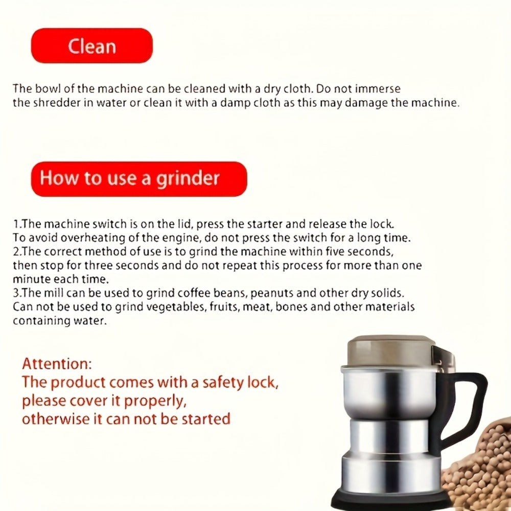 Electric Coffee Grinder 400ml 14oz 4-Blade Stainless Steel 10 Second Quick Grinding for Coffee Beans Spices Nuts Grains Dry Wet Dual Purpose Food Processor 25000 RPM - product image 13