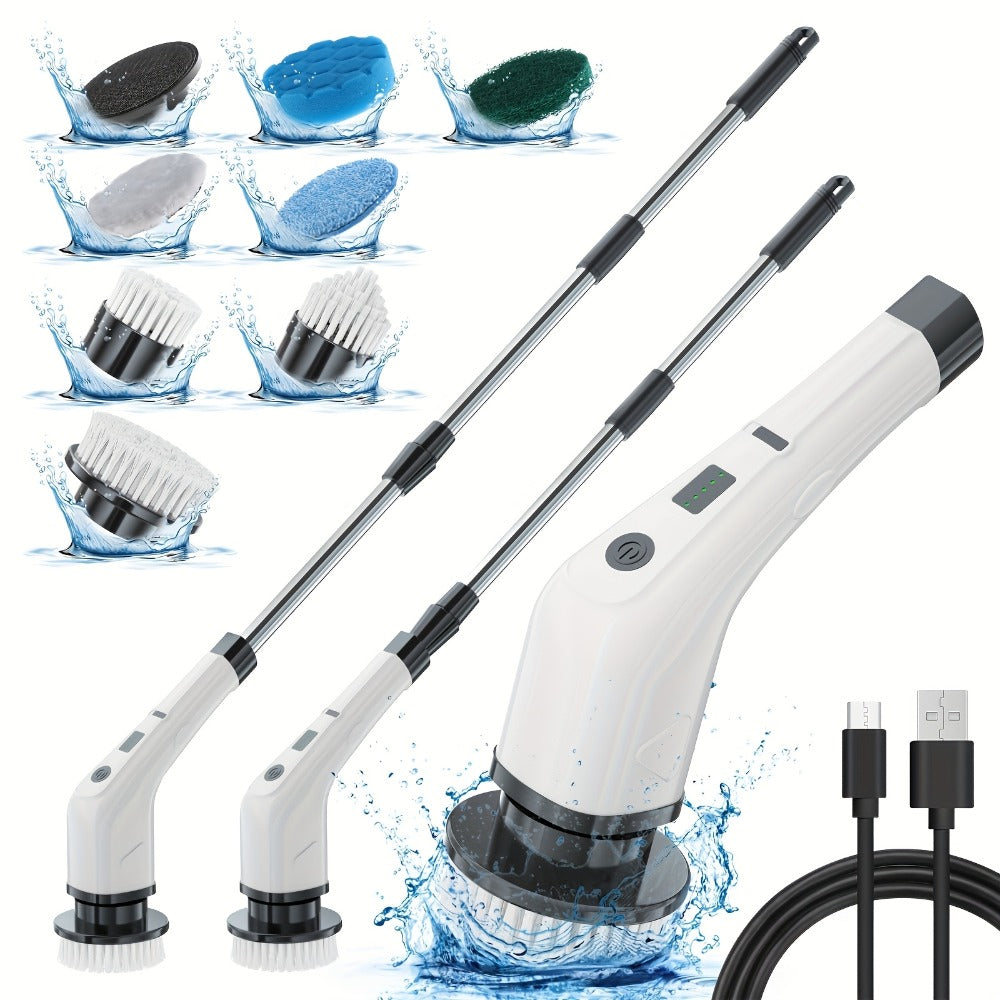 Telescopic Electric Cleaning Brush with Long Handle, 7-in-1 & 14-in-1 Multifunctional Power Scrubber Kit, Replaceable Brush Heads, Household Floor Kitchen Bathroom Tile Grout Scrub - product image 9