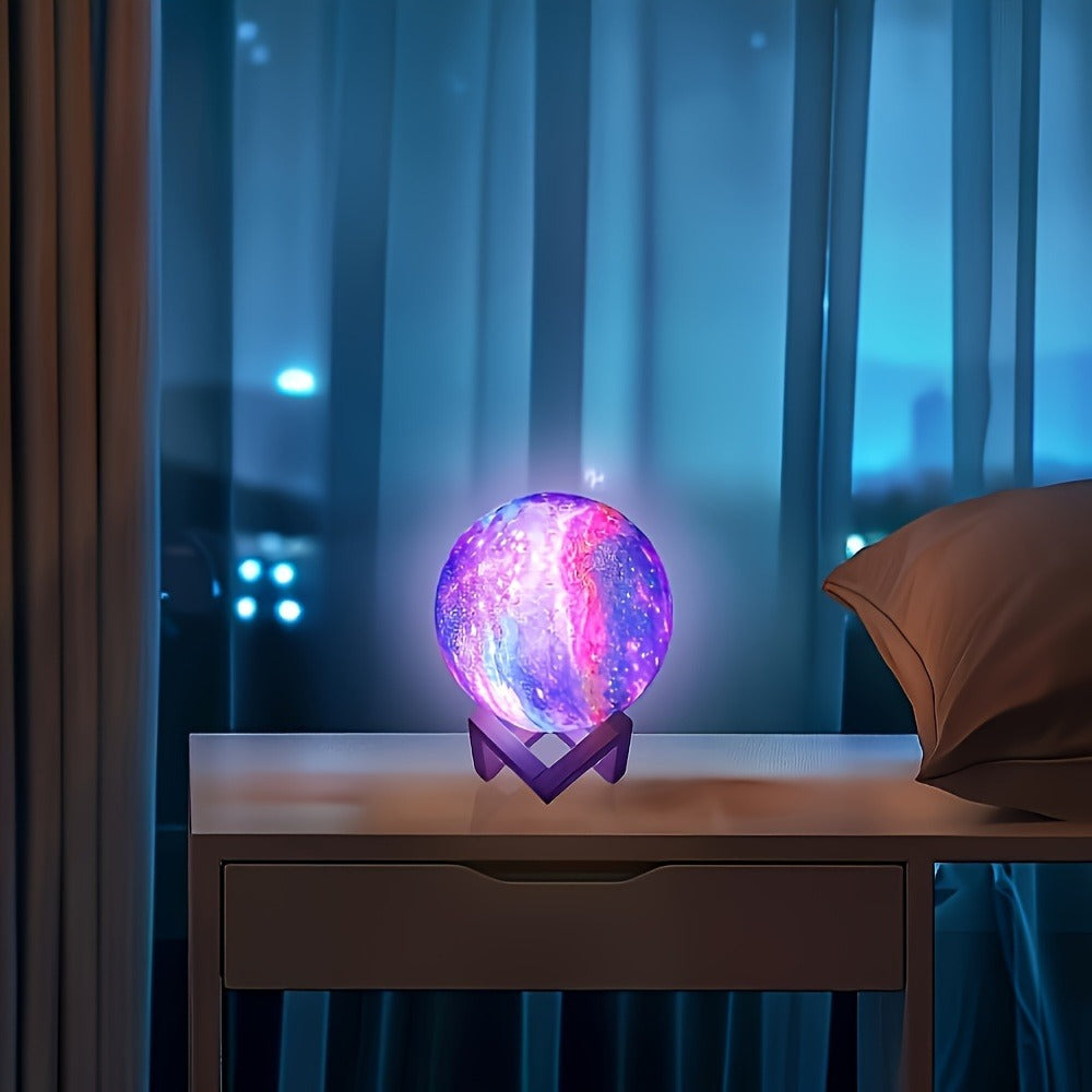 Moon Lamp 128 Colors Ball LED Night Light with Wooden Bracket, USB Plug-in, Remote Control & Infrared Sensor, 5.9 Inch Color Changing Globe Lamp for Bedroom, Living Room, Cafe, Off - product image 5