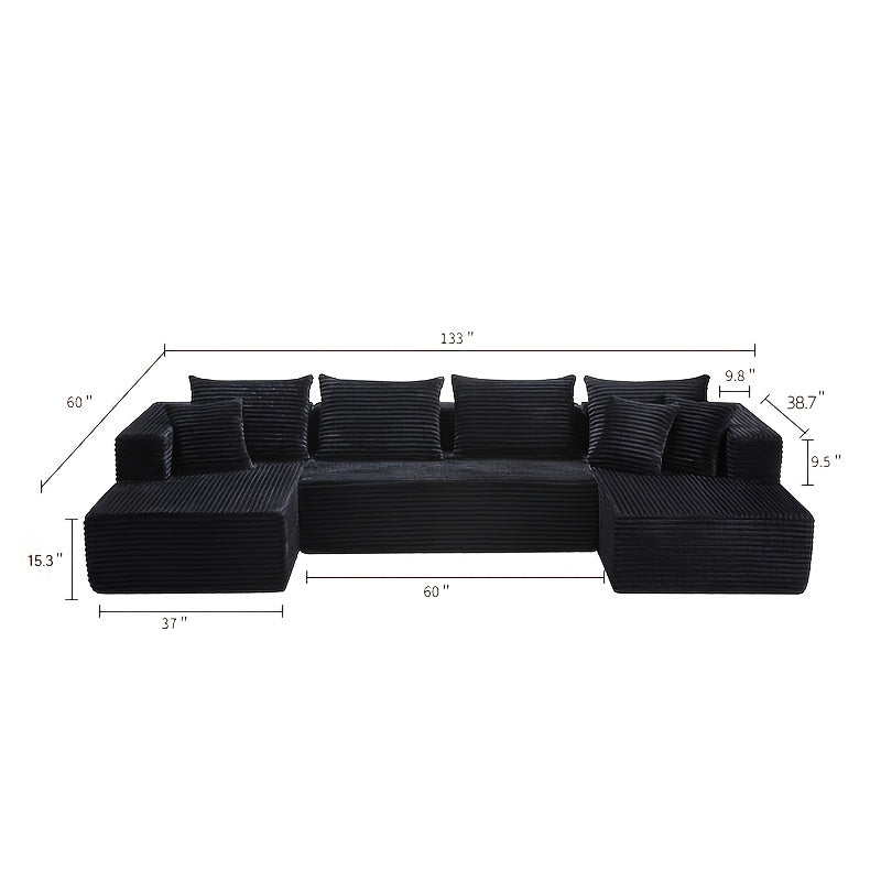 133-Inch Oversized U-Shaped Modular Sofa | Corduroy Cloud L-Shaped Corner Sofa, Extra Deep Seat, Freely Spliced and Matched, Suitable For Living Rooms and - product image 3