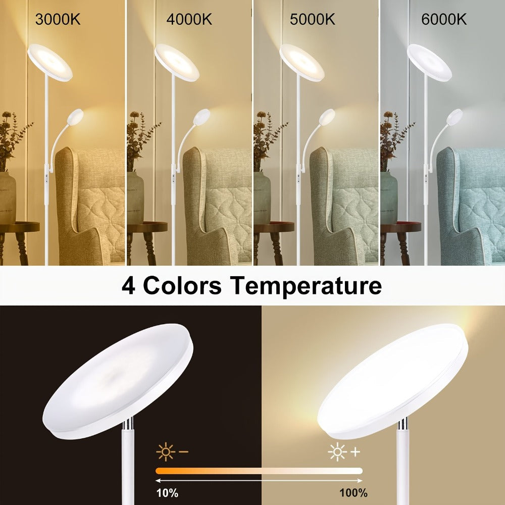 LED Floor Lamp with Reading Light – 27W 2300LM Dimmable Torchiere Standing Lamp, 4 Color Temperatures, Remote & Touch Control, Metal Base for Living Room Bedroom Home Office (Black - product image 16