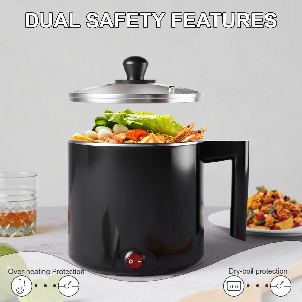 Electric Hot Pot 1.5L Non-Stick Saucepan – Portable Mini Electric Cooker for Noodles, Pasta, Eggs, Steak & Ramen | Fast Heating, Dorm & Travel Friendly - product image 6