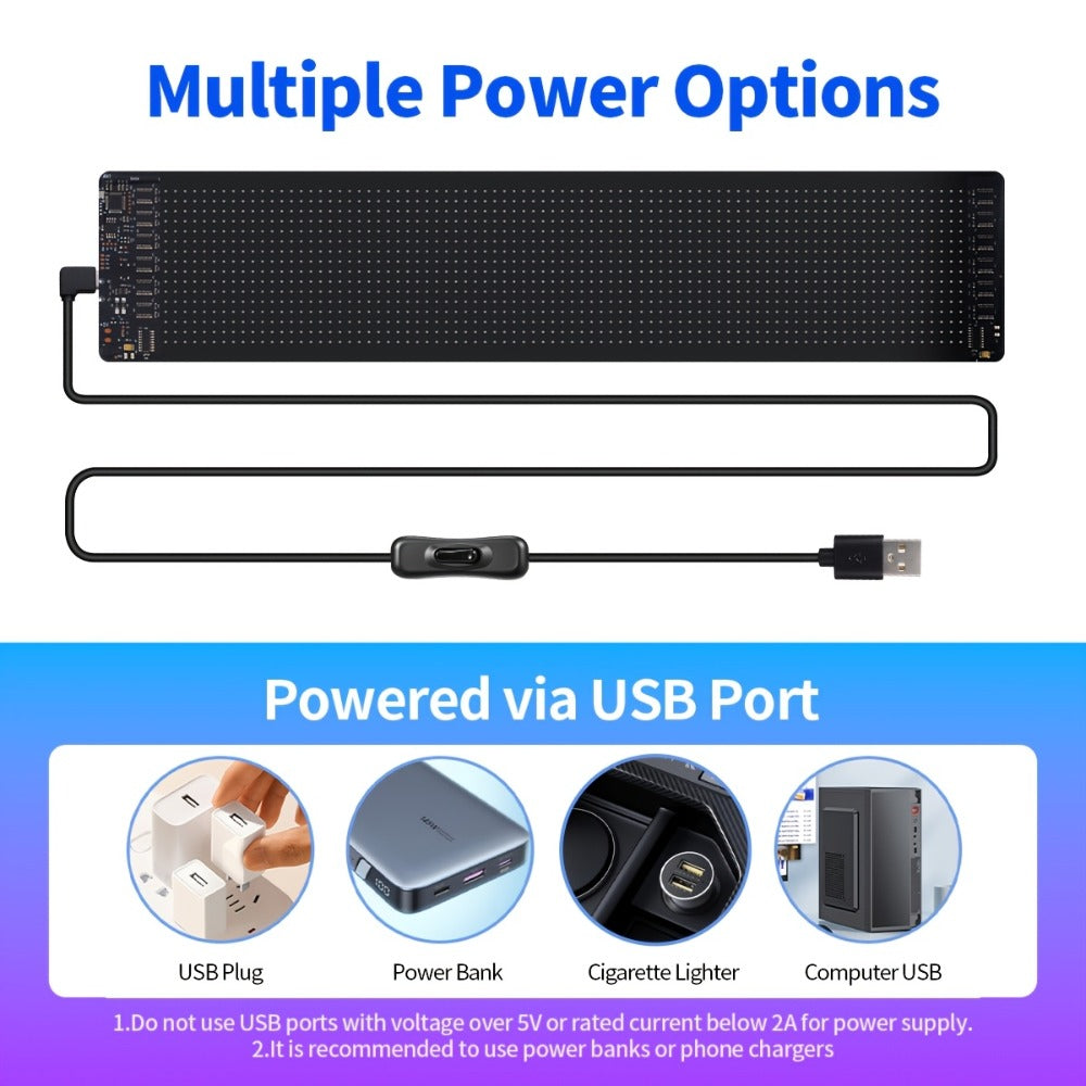 Programmable LED Sign Flexible Matrix Panel – App & USB Control, RGB Multicolor, Music Sync, Text & Animation Display for Indoor Shop, Party & Event Decoration (16×32 to 16×192) - product image 11
