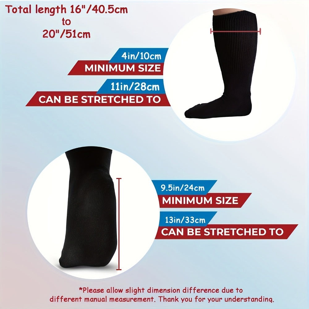 Extra Wide Socks for Swollen Feet 6 Pairs Stretch to 30 Inch Non-Binding Seamless Loose Fit Neuropathy Bariatric Edema Socks for Men Women Plus Size Seniors Multi Color - product image 12