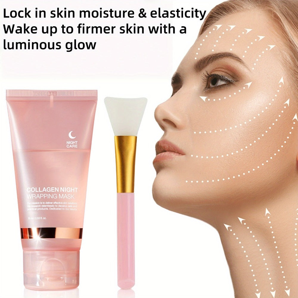 Collagen Night Mask with Brush Overnight Face Mask Hydrating Anti-Aging Sleeping Mask Elasticity Repair Skin Care for All Skin Types - product image 4