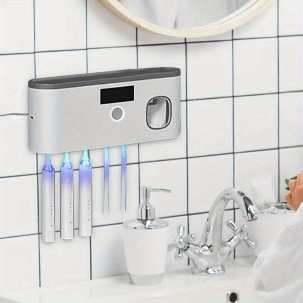 Toothbrush Holder Wall Mount with Toothpaste Dispenser Solar Rechargeable Cordless Space Saving Bathroom Organizer Toothbrush Storage for Bathroom Counter Vanity - product image 7