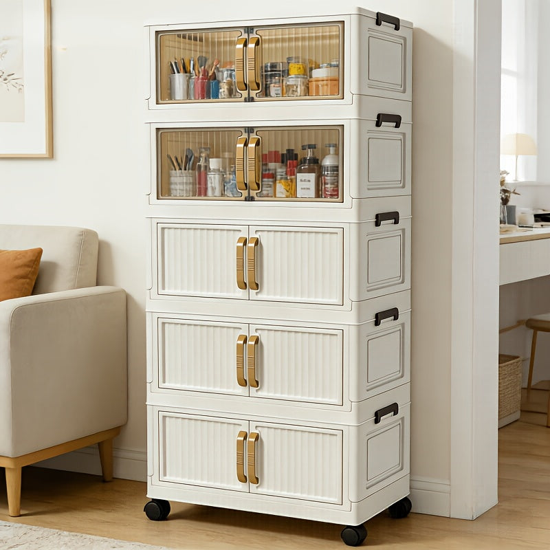 Multi-functional Foldable Storage Cabinet, With 5-tier/3-tier Large Capacity, Space-saving, Suitable For Entrance, Corridor, Bedroom and Living Room - product image 9