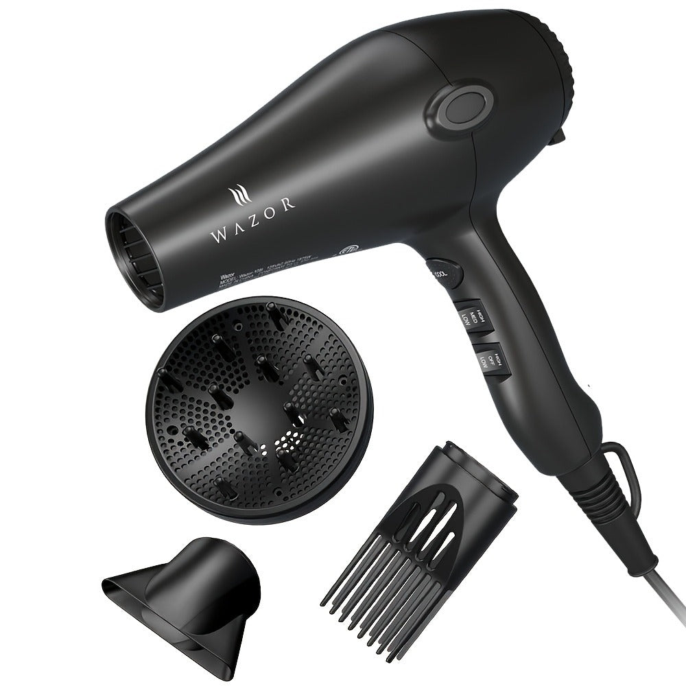 1875W Ionic Hair Dryer with Diffuser Concentrator Comb Nozzle - Professional Blow Dryer DC Motor 3 Heat 2 Speed Cool Shot Anti-Frizz Salon Quality for Women Black - product image 3