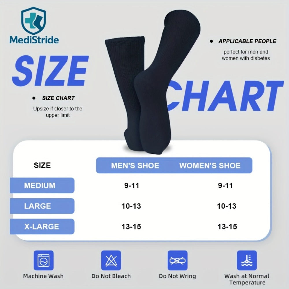 Cotton Diabetic Crew Socks 12 Pairs Non-Binding Neuropathy Loose Fit Seamless Cushioned Full Length for Men Women Edema Sensitive Feet White Black Brown Khaki Navy Grey - product image 13