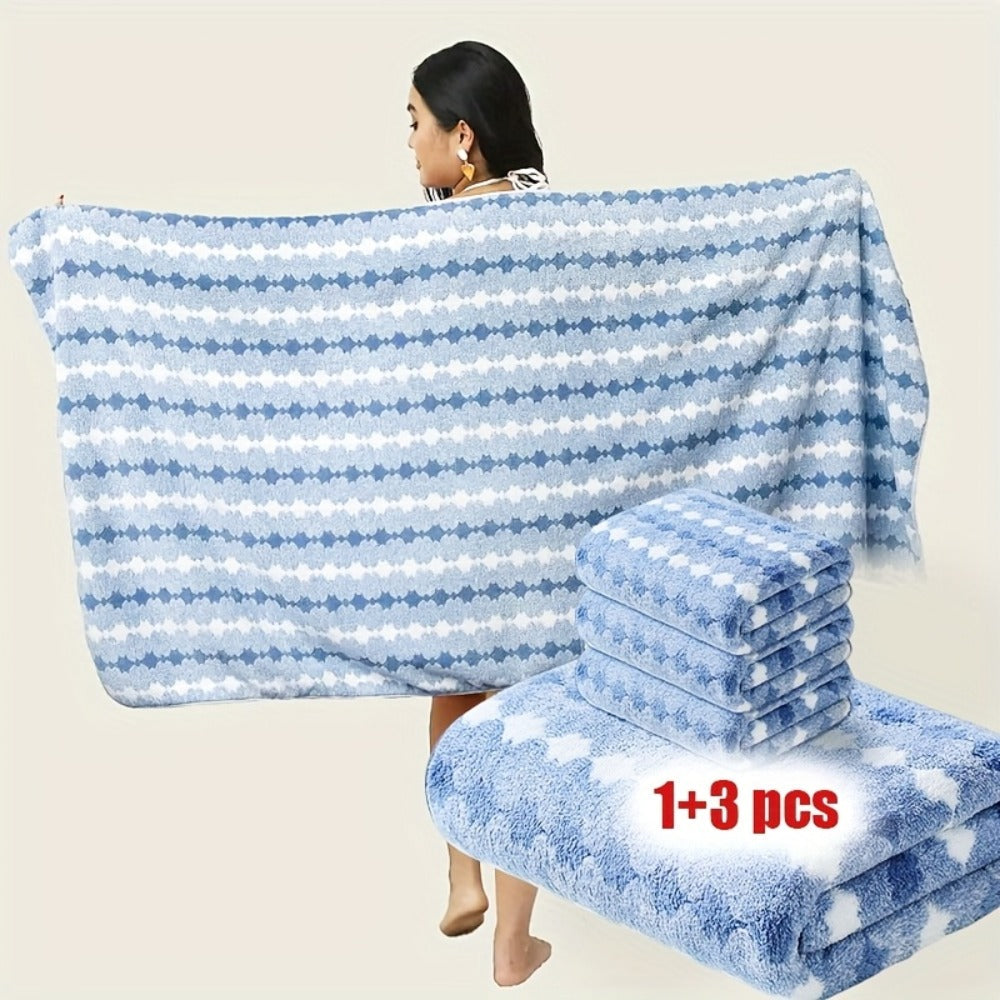 Extra Large Bath Towel Set 4 Piece for Women - 300GSM Ultra Soft Quick Dry Absorbent Solid Color Hand Towels | Orange Green Blue Purple Pink | Spa Yoga Fitness Gym Bathroom Gift - product image 7