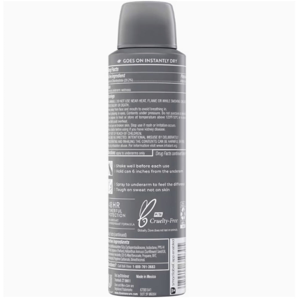 Dove Men+Care Dry Spray Antiperspirant Deodorant Pack of 6 – 150mL Each (5 fl oz), 48H Protection, Alcohol-Free, Assorted Scents, Total 30 fl oz - product image 4
